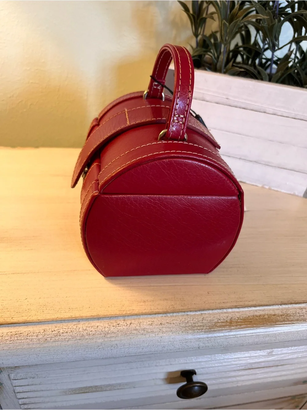 Tuscan Designs Jewelry Box Red Leather Purse Style NWT